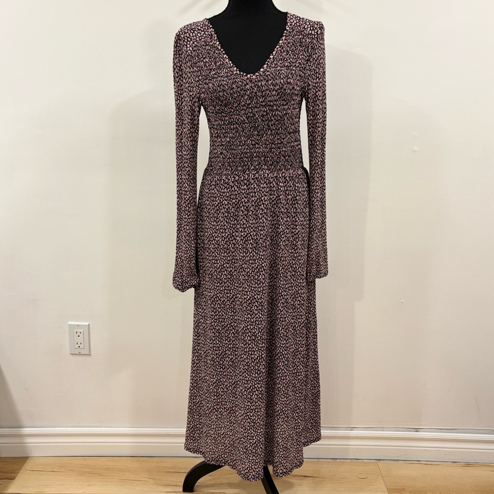 Cottagecore - Dex Long Sleeve Dress in Black and Pink